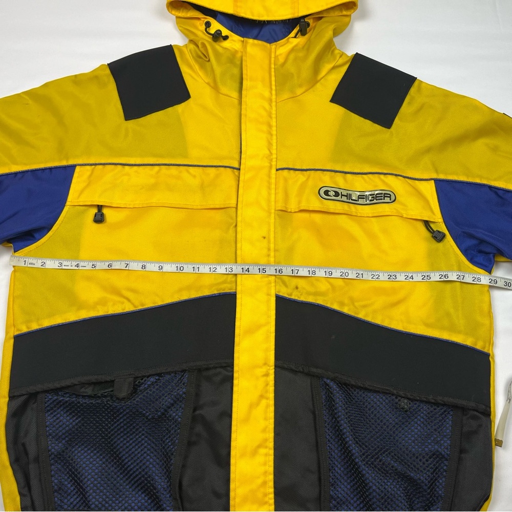 Vtg Tommy Hilfiger Mens Expedition Sailing Jacket XL 90s Hooded Yellow Tech - Picture 13 of 14